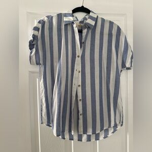 Marine Layer Blue and White Striped Casual Shirt